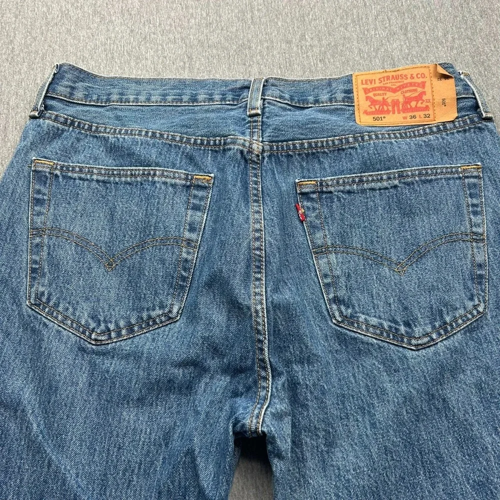Levi's 501XX Button Fly Jeans Mens 36x30 Straight Leg Blue Denim Pants